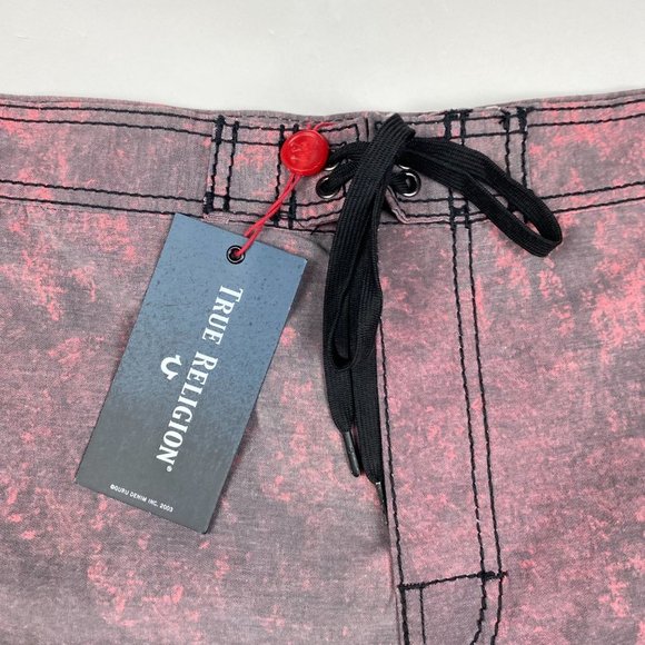 NEW True Religion Boardwalk Board Walk Swim Shorts Mens Size 42 Red Trunks - Picture 3 of 11